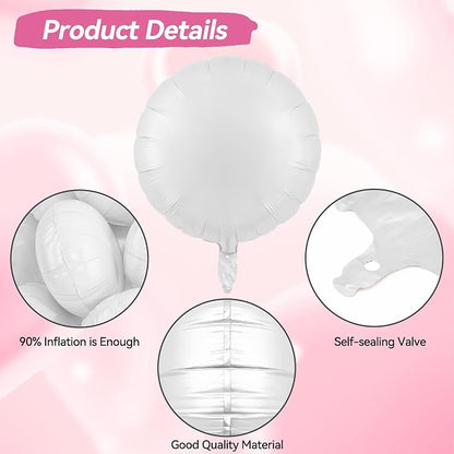20PCS White Round Shaped Balloons, 18 Inch Round Foil Balloon, Giant Round - Image 3