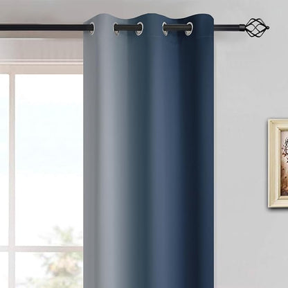 Yakamok Ombre Curtains Navy Blue and Greyish White - Image 3