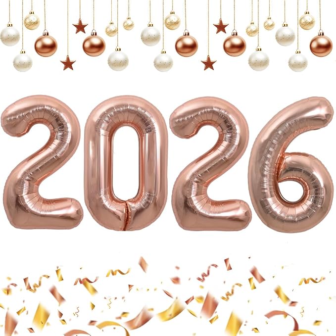 TONIFUL 2026 Graduation Balloons 42Inch Rose Gold 2026 Number Balloons Aluminum by TONIFUL