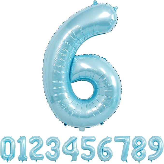 40 Inch light blue Number Balloons, Helium Mylar Foil Number Balloons by Unknown