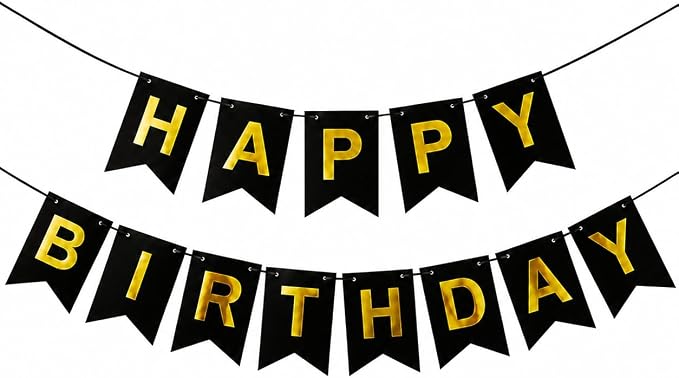 Black Happy Birthday Banner Sign by Unknown
