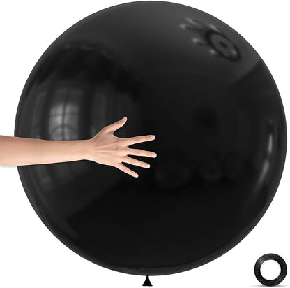 5Pcs Black Big Balloons 36 Inch, Round Large Latex Party Balloons by Qikoolaa