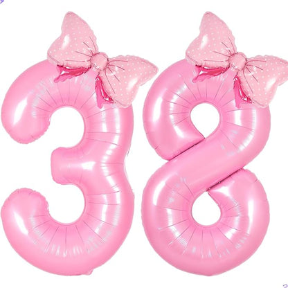 Pink Coquette Birthday Decorations 38 Balloon Numbers by Unknown