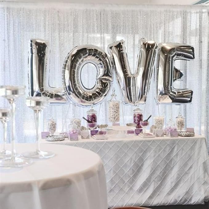 White Sequin Backdrop Curtain 7ft x 7ft Party Backdrop - Image 5