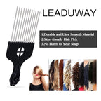 Hair Pick, Hair Comb, Metal Pick Comb, Detangle Wig Braid Hair Styling Comb, Black, 1 PACK