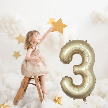 Large Light Gold 3 Balloons, 40 Inch Metallic Champagne Gold Helium Mylar Foil - Image 4
