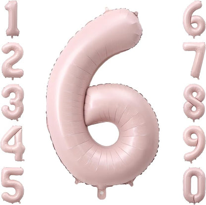 Baby Pink Number 6 Balloon 40 Inch, Foil Digit Milestone Party Supplies | by Unknown