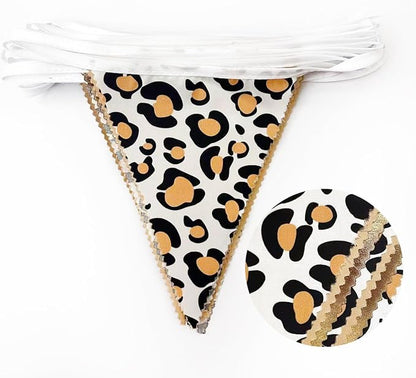 32Ft Leopard Party Decorations Metallic Brown Leopard Triangle Banner Flag - Image 2