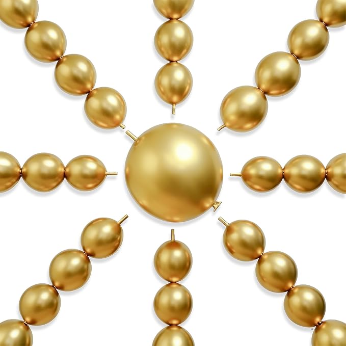 PartyWoo Metallic Gold Linking Balloons 100pcs 6 Inch Gold Link Balloons | by PartyWoo