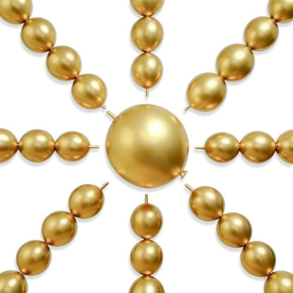 PartyWoo Metallic Gold Linking Balloons 100pcs 6 Inch Gold Link Balloons | by PartyWoo