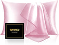 INFIIXSO Mulberry Silk Pillowcase for Hair and Skin, Silk Pillow Cases Queen Size Set of 2 with Hidden Zipper 20"x30", Ultra Smooth and Soft Cooling Pillow Cases for Hot Sleepers(Pink, 2 Pack)