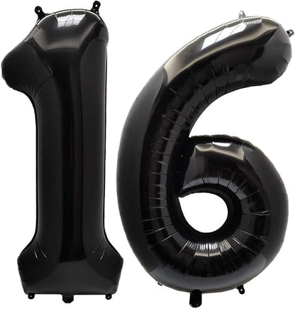 AULE 40 Inch Black 16 Balloon Number Foil 0-9 Birthday Big Numbers | Birthday by AULE