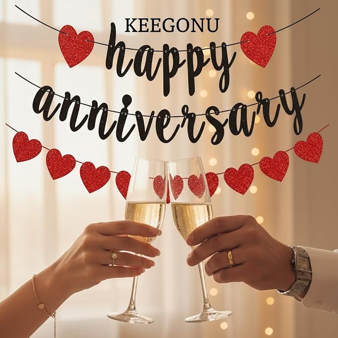 Happy Anniversary Banner, Glitter Paper and Cardstock, 6 ft Banner - Image 7
