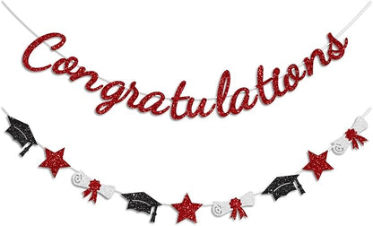 Congratulations Banner Red and Black Graduation Decorations Class of 2026 by Vofrise