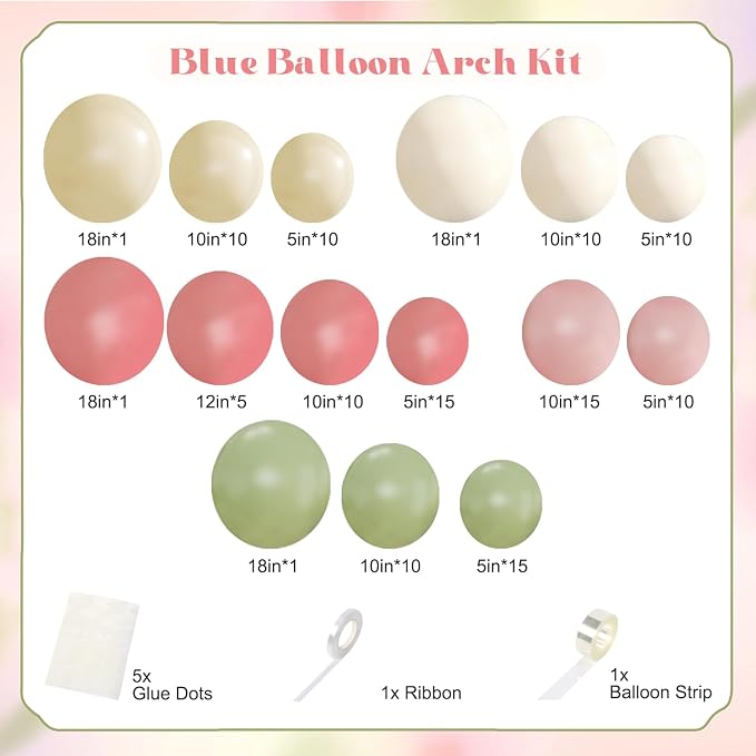 Sage Green Pink Yellow Pastel Balloon Arch Kit - Image 5