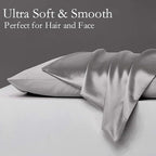 Silk Pillowcase for Hair and Skin 2 Pack 100% Mulberry Silk Bed Pillowcase Hypoallergenic Soft Breathable Both Sides Silk Pillow Case with Hidden Zipper, Queen Size Pillow Cases (Grey)