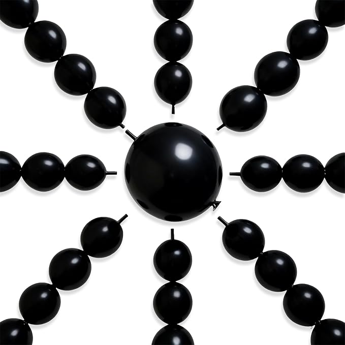 PartyWoo Black Linking Balloons 100pcs 6 Inch Black Link Balloons | by PartyWoo