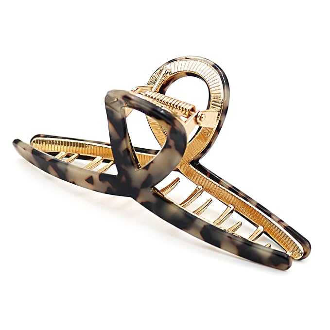 Large Claw Clips - Metal Hair Clips for Women - Gold Claw Clips for Thick Hair - Strong Hold Big Claw Clip for Women Girls - Black