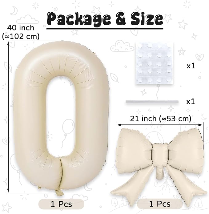 40 Inch Cream Number Balloons 0-9 - Image 2