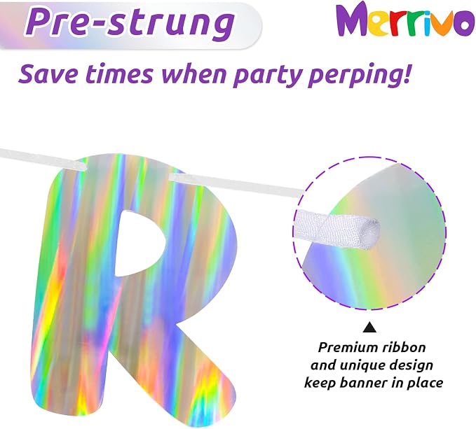 Iridescent Baby Shower Banner for Girl, Pre-Strung Sweet Baby Girl Banner - Image 3