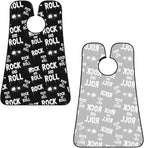 Adjustable Beard Catcher Apron, Black and White Rock and Roll Tattoo Print Shave Bib, Non-Stick Waterproof Grooming Bib, Shaving Essential for Men Dad Christmas
