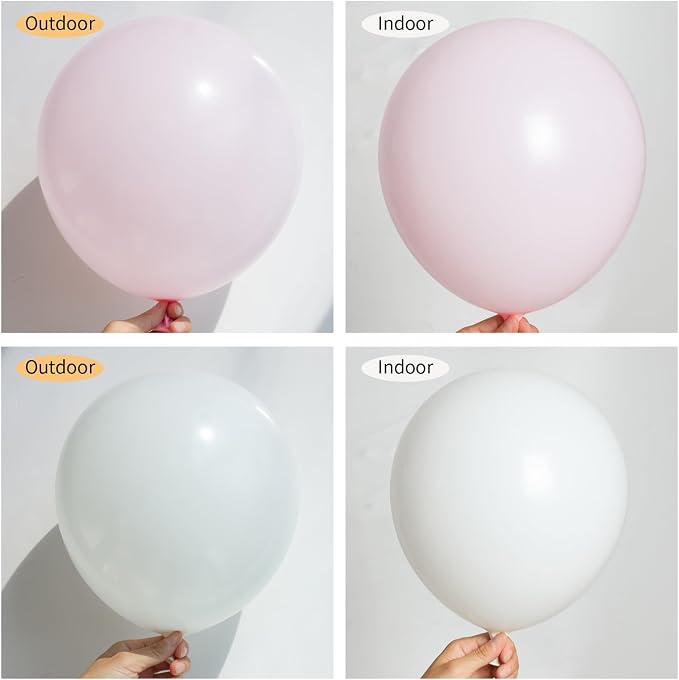 130-Pack 18/12/10/5 Inch Pastel Pink & White Balloon Garland Kit | Different - Image 3