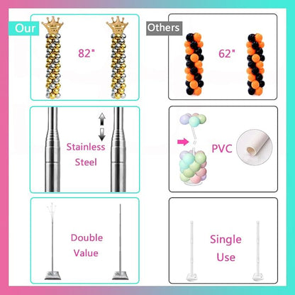 Decojoy 4 Set Balloon Stand Kit, 9 Feet Adjustable Balloon Arch - Image 2