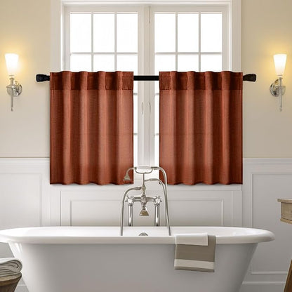 MIULEE Burnt Orange Fall Kitchen Curtains 30 Inches Long 2 Panels Farmhouse | - Image 2