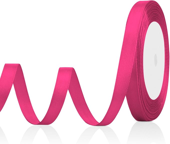 Hot Pink Ribbon for Christmas Tree Decoration 3/8 in 25 Yards Silk Ribbons Hair by OALCQ