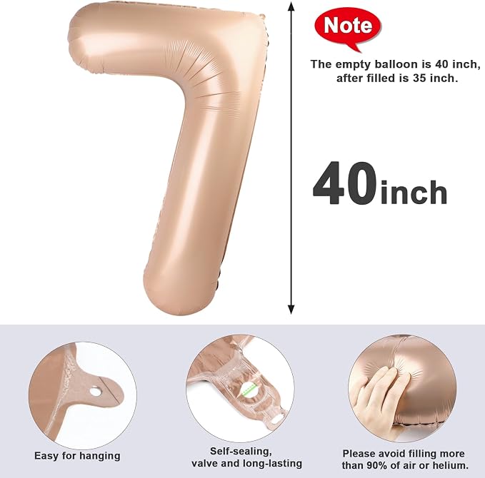 7 Balloon Number 40 Inch Light Brown Balloons - Image 5