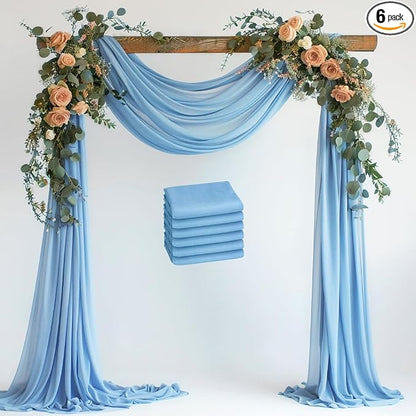 Wedding Arch Draping Fabric Backdrop Drapes 6 Panels, Dusty Blue | 28.7"x20FT by Wokceer