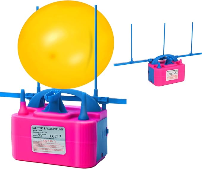 Balloon Pump Electric, 110V 600W Balloon Blower Inflator Dual Nozzle Air Pump by QIPUMP