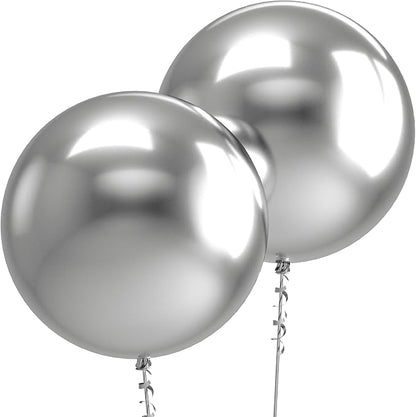 Pro Duralatex Metallic Silver Extra-Thick Balloons 12 Pack 24 inch | Silver by Bezente