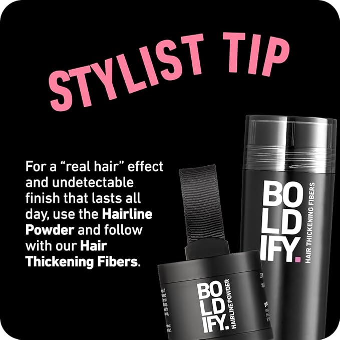 BOLDIFY Hairline Powder - Root Touch Up Hair Color for Gray Coverage - Bald Spot Concealing Hair Powder for Women & Men - 24-Hour Stain-Proof - Dark Gray