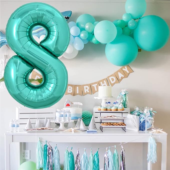 TONIFUL 40 Inch Large Teal Blue Number Balloons, Giant Jumbo Helium Foil Mylar - Image 5