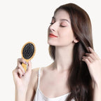 RHOS Mini Boar Bristle Hair brush for Women/Men/Kids-Small bamboo Paddle Brush for Smoothing/Detangling/Adding Shine-Travel Size bamboo Hair Brush for Pocket,Bag