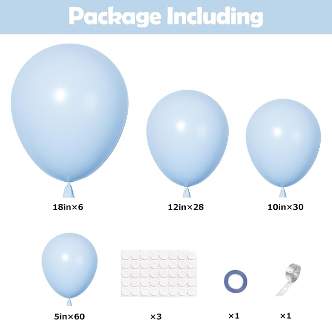 Ouddy Party 129Pcs Light Blue Balloons Different Sizes 18 12 10 5 Inch - Image 2
