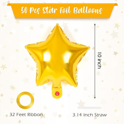 50 Pcs Star Balloons, 10 Inch Gold Star Foil Balloons, Stars Shaped Balloon - Image 2