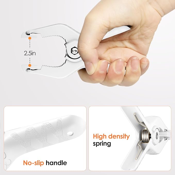 Spring Clamps Heavy Duty, 6in Plastic Backdrop Clips, 6 Pack White | Strong - Image 3