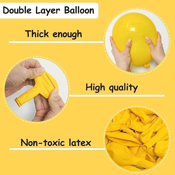 Yellow Balloon Different Sizes Latex Double Stuffed Matte Yellow Balloon - Image 4