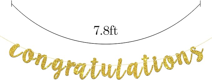Gold Glitter Congratulations Banner - Image 2