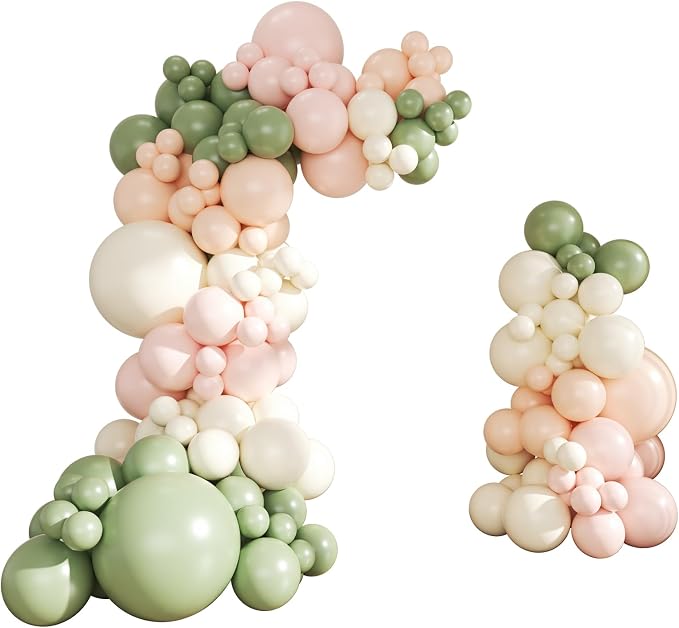 Sage Green Pink Balloon Arch kit - Image 8