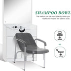 BarberPub Backwash Shampoo Bowl Sink Chair Station with Mirror Salon Styling Cabinet Spa Equipment 3130 (White)