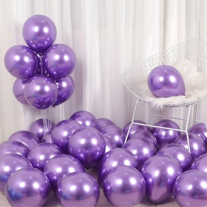 5 inch Metallic Purple Balloons - Image 3