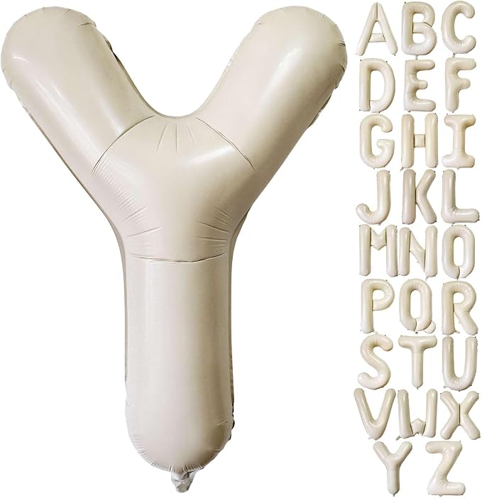 Cream White Letter Y Balloons, 40 Inch Giant Letter Balloons Y Foil Mylar by Lovoir