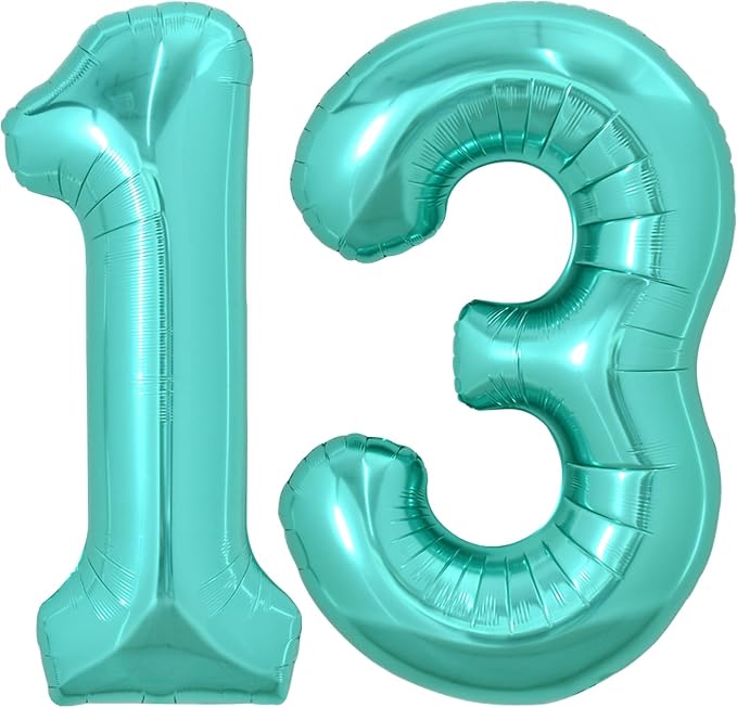 TONIFUL 40 Inch Large Teal Blue Number 13 Balloons Giant Digital 13 or 31 by TONIFUL