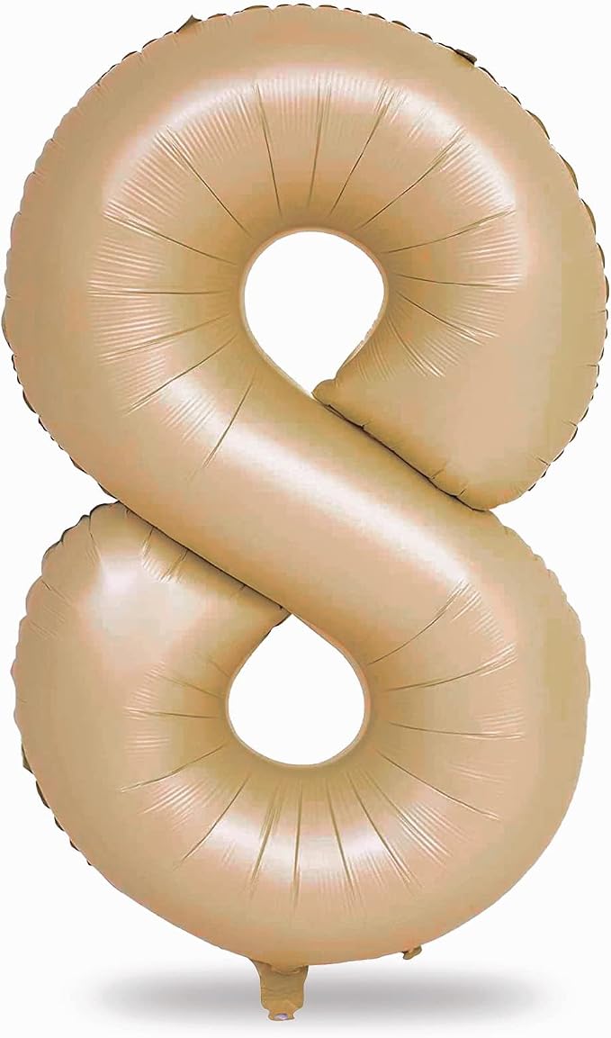 40 Inch Balloon Number 8 Nude, Large Apricot Foil Number Balloons Set 0-9 by Lingqiang