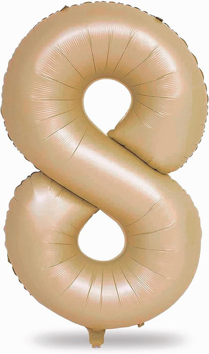 40 Inch Balloon Number 8 Nude, Large Apricot Foil Number Balloons Set 0-9 by Lingqiang