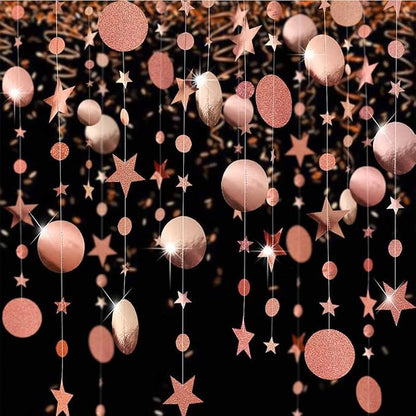 Rose Gold Party Decoration Rose Gold Star Circle Dot Hanging Garland Hanging by Eeatour