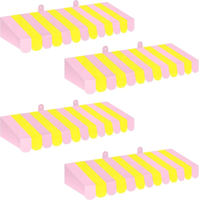 Boao 4 Pack Circus Awning Decoration 3D Stripe Cardboard Awning Carnival Wall by Boao